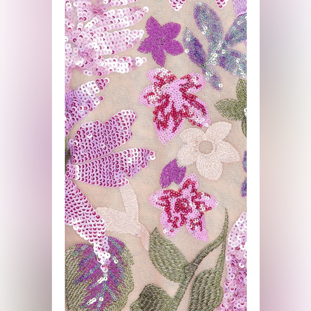 NWOT BRONX AND BANCO Dahlia Strapless Floral-Embroidered Sequin Gown - Picture 9 of 16
